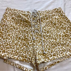 Beginning Boutique High Waist Leopard Lace-Up Shorts HOT PANTS